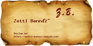 Zettl Bennó névjegykártya
